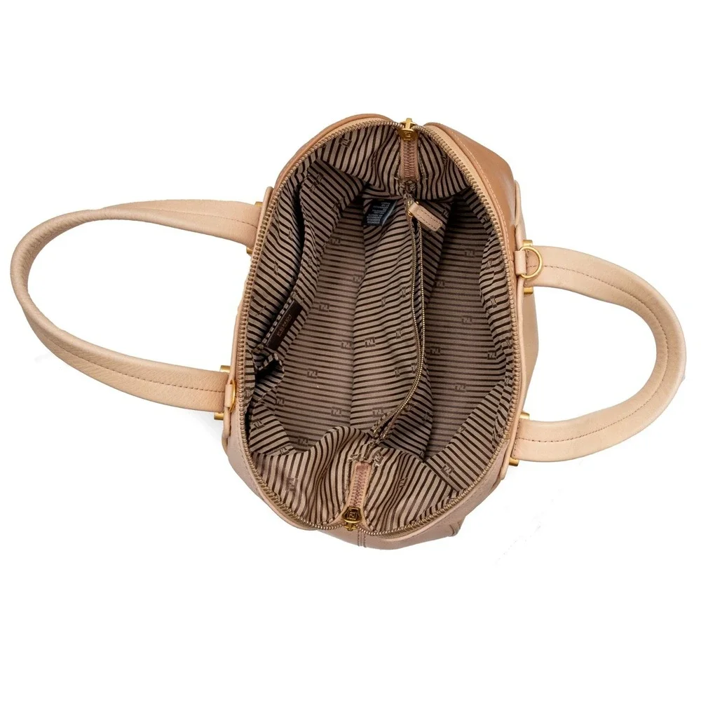 Fendi Leather Chameleon Top Handle 2way Bag Beige Nude‎ Satchel Crossbody